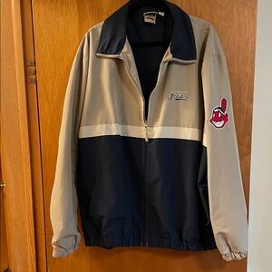 Men’s Vintage Blue and Beige Cleveland Indian Chief Wahoo lightweight jacket